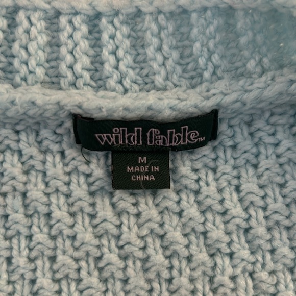 Wild Fable Y2K 90's Knit Embroidered Rose Long Sleeve Cropped Sweater Size M - Picture 5 of 6